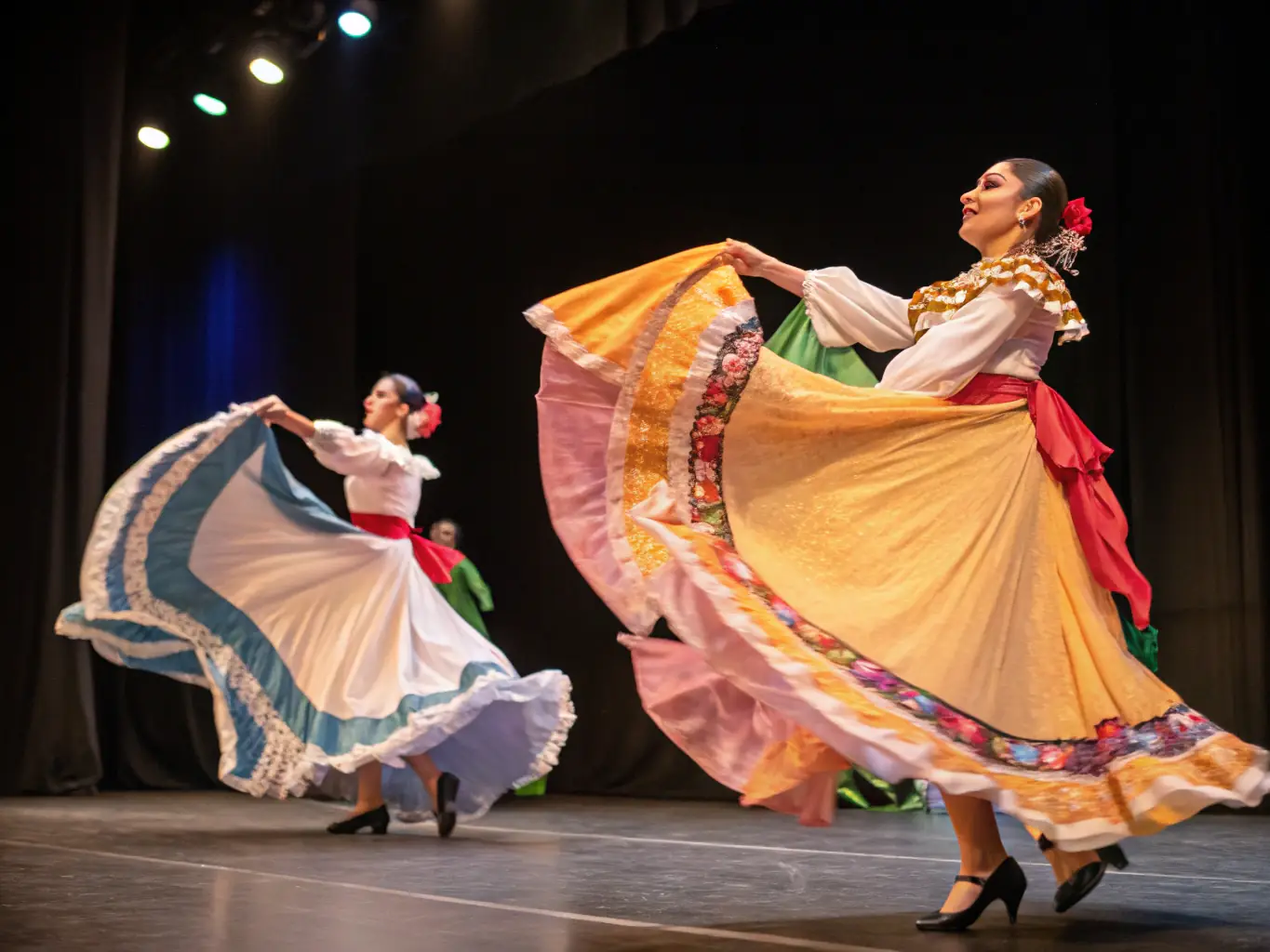 A captivating image of a cultural dance performance at an IMA DJINN event, showcasing traditional costumes and expressive movements.